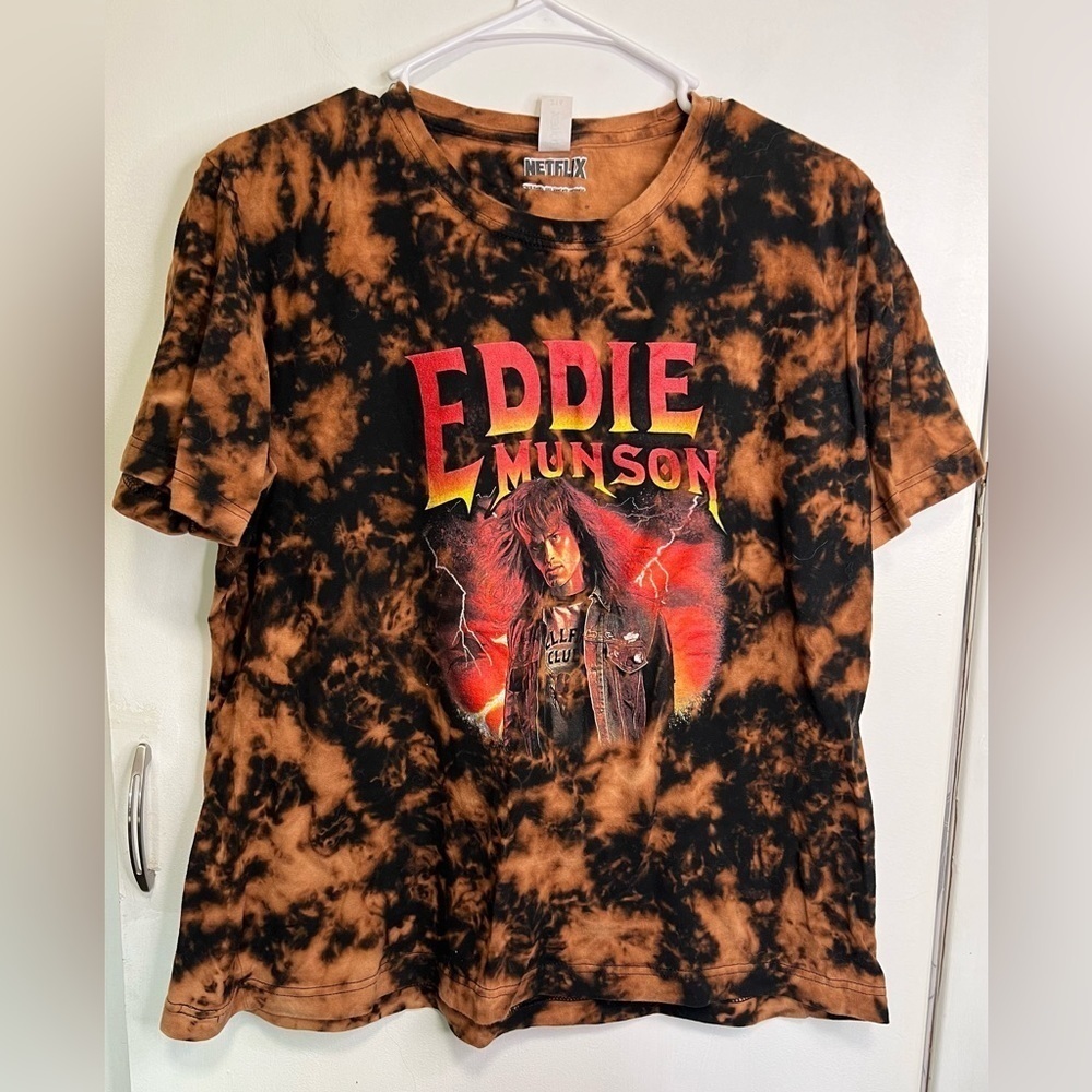 Eddie Munson Stranger Things Bleach Dye Graphic Tee